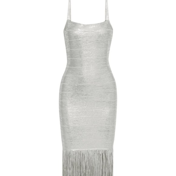 Hervé Léger fringed metallic coated-bandage gown - Picture 1 of 6